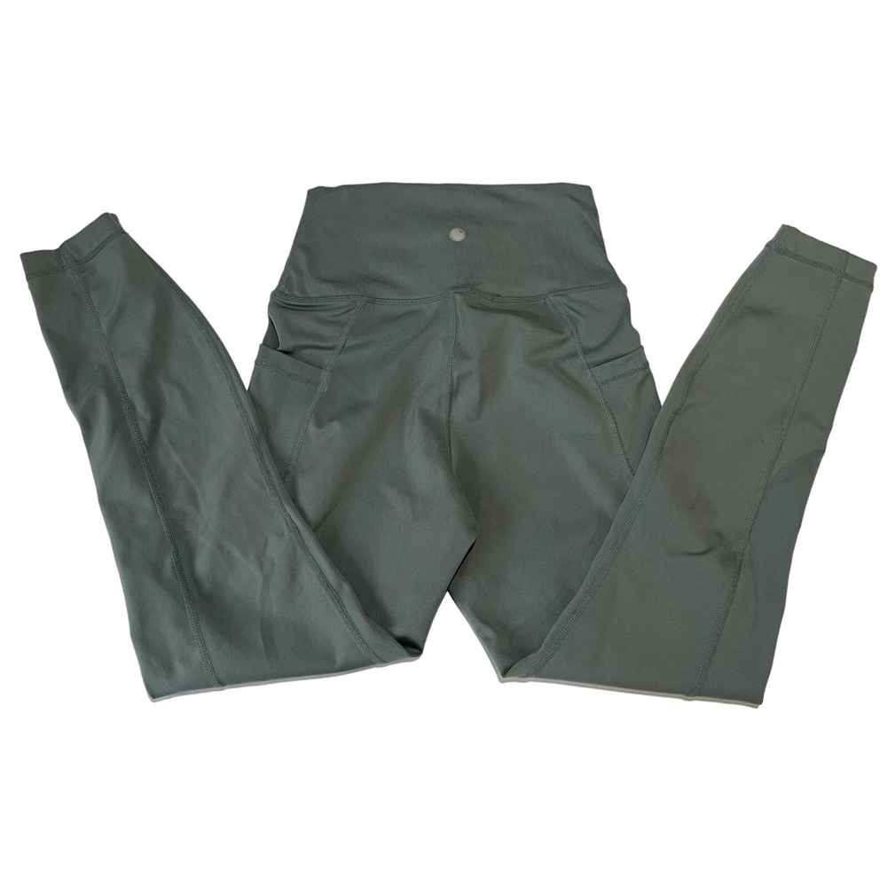 Yogalicious Lux High Waisted Leggings with Pockets Sage Green Womens Small b1